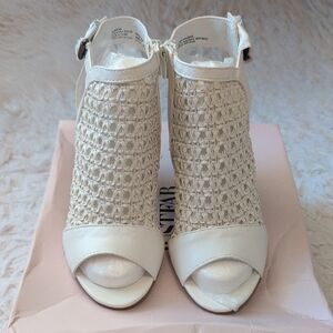 JustFab White Woven Heels